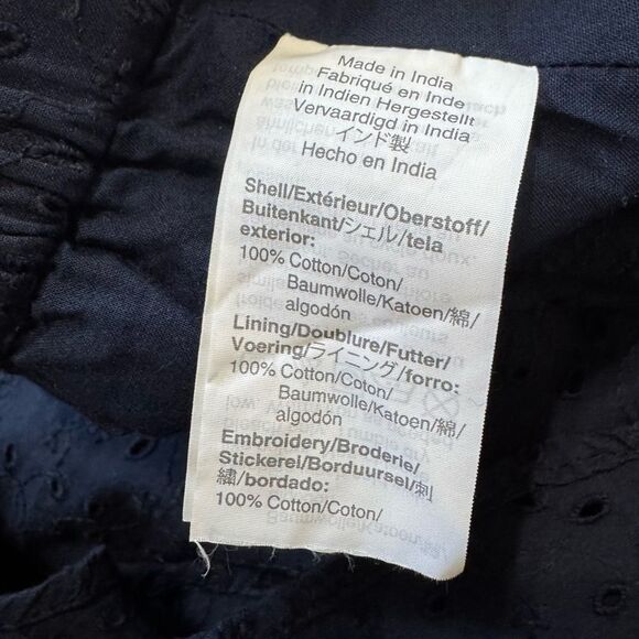 J. Crew Mercantile Eyelet Asymmetrical Ruffle Midi Skirt, navy blue, size small - Picture 4 of 8